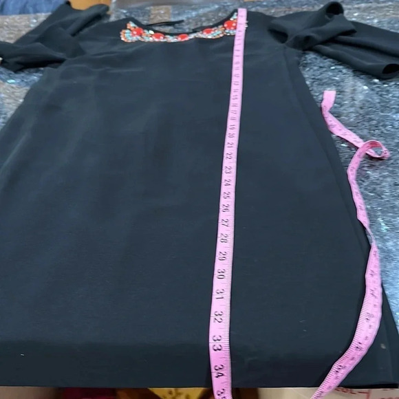 Cynthia Steffe Black dress with beaded neckline and split sleeves - Picture 9 of 10